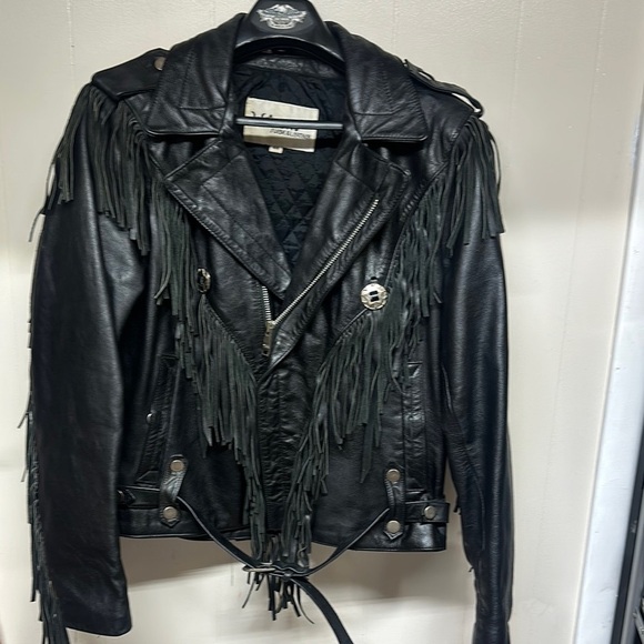 Vintage Wilson Black Leather Fringe Motorcycle Jacket - Picture 1 of 16